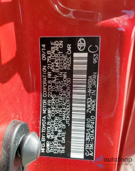 2015 Toyota Prius z USA, uszkodzony, nr VIN JTDKN3DU7F0409730